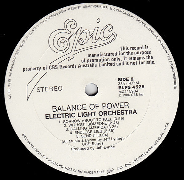 Electric Light Orchestra – Balance Of Power LP vinyl record, image 4 of 4