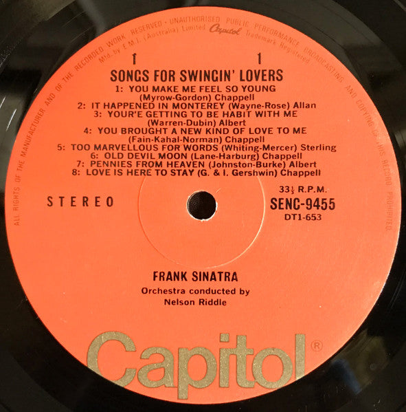 Frank Sinatra – Songs For Swingin' Lovers LP vinyl record, image 3 of 4