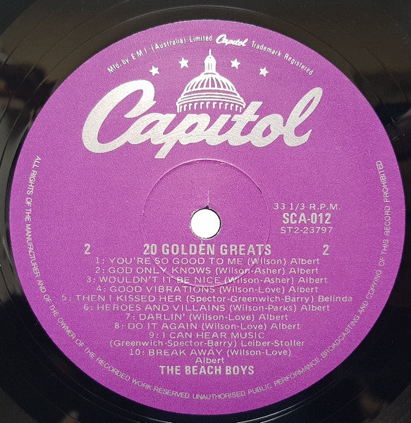The Beach Boys – 20 Golden Greats LP vinyl record, image 4 of 4