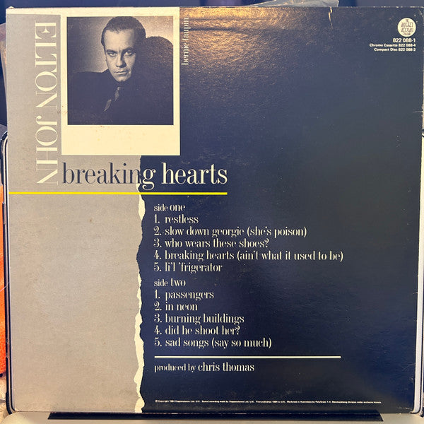 Elton John – Breaking Hearts LP vinyl record, image 2 of 4