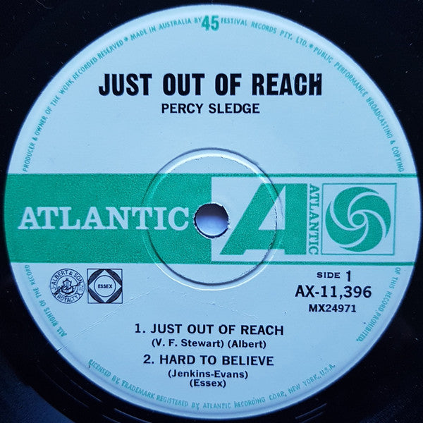 Percy Sledge – Just Out Of Reach 7" vinyl record, image 3 of 4