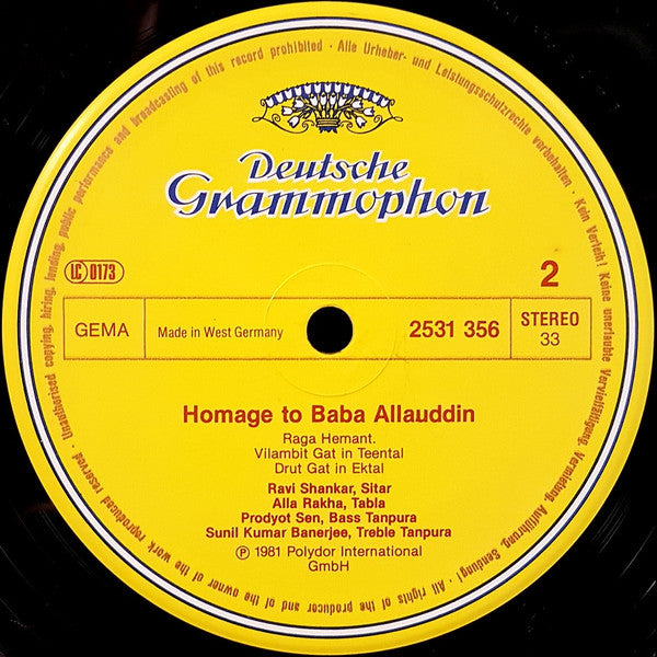 Ravi Shankar – Homage To Mahatma Gandhi & Baba Allauddin LP vinyl record, image 4 of 4
