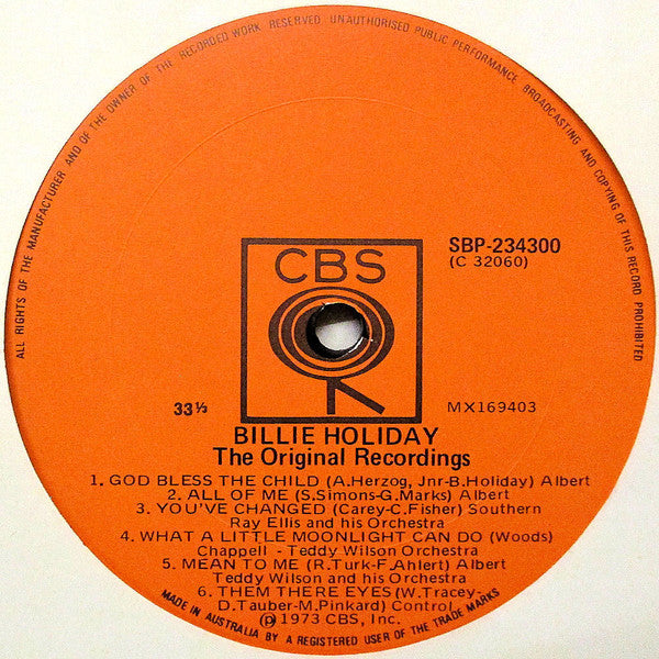 Billie Holiday – The Original Recordings LP vinyl record, image 3 of 4