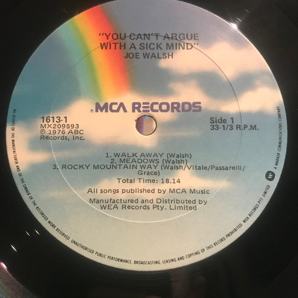 Joe Walsh – You Can't Argue With A Sick Mind LP vinyl record, image 3 of 4