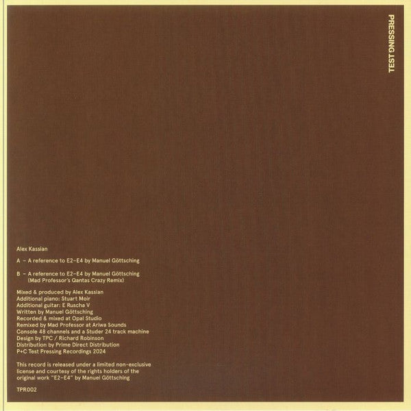Alex Kassian, Mad Professor – E2-E4 (A Reference To E2-E4 By Manuel Göttsching) 12" vinyl record, image 2 of 4