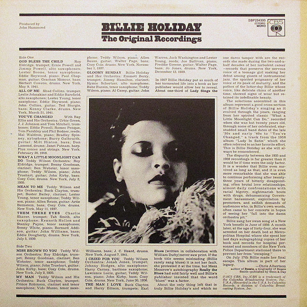 Billie Holiday – The Original Recordings LP vinyl record, image 2 of 4