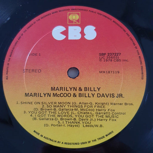 Marilyn McCoo & Billy Davis Jr. – Marilyn & Billy (LP, Vinyl Record Album)