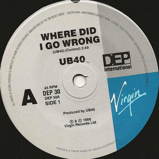 UB40 – Where Did I Go Wrong (LP, Vinyl Record Album)