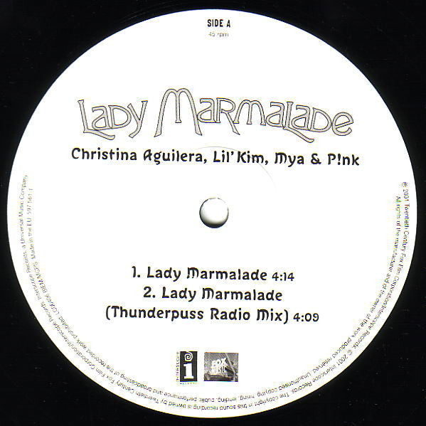 Christina Aguilera, Lil' Kim, Mya, P!NK – Lady Marmalade 12" vinyl record, image 3 of 4