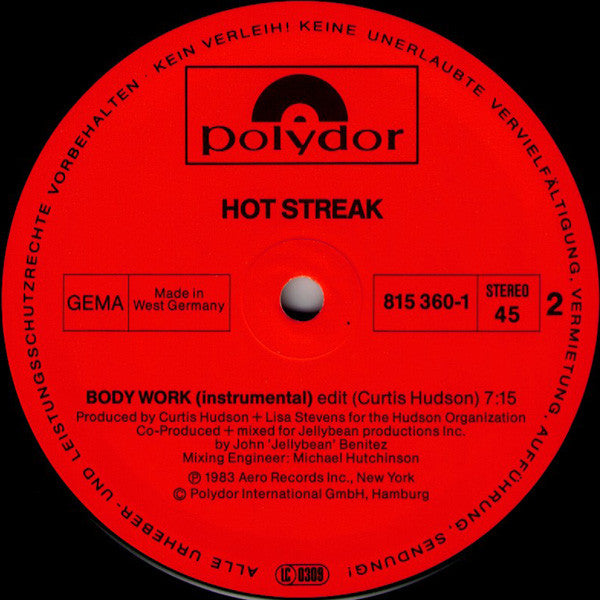 Hot Streak – Body Work 12" vinyl record, image 4 of 5