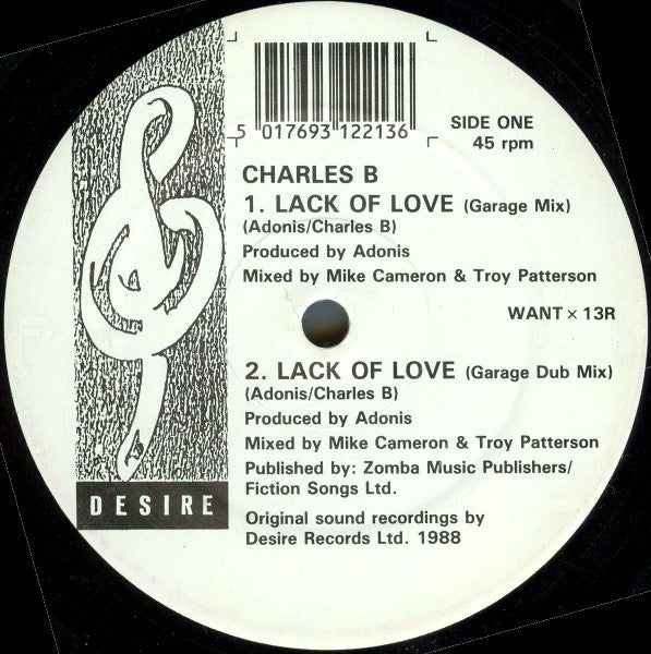 Charles B – Lack Of Love 12" vinyl record, image 1 of 2