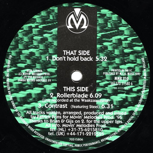 Movin' Melodies – Don't Hold Back 12" vinyl record, image 1 of 3