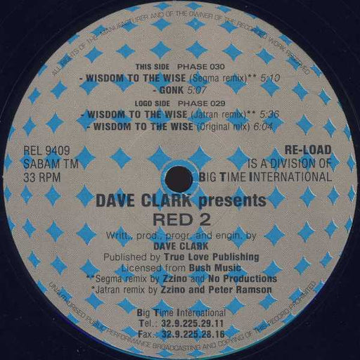 Dave Clarke – Red 2 (Remixes) 12" vinyl record, image 1 of 3