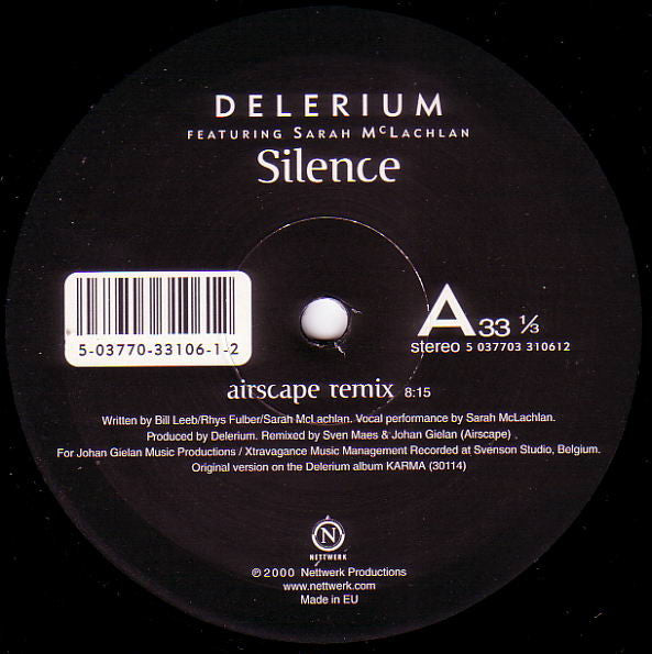 Delerium, Sarah McLachlan – Silence (Remixes By Airscape And Dj Tiësto) 12" vinyl record, image 3 of 4
