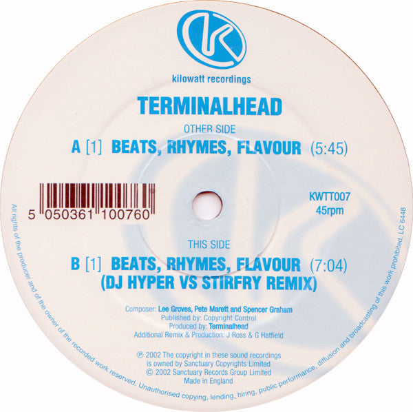 Terminalhead – Beats, Rhymes, Flavour 12" vinyl record, image 4 of 4