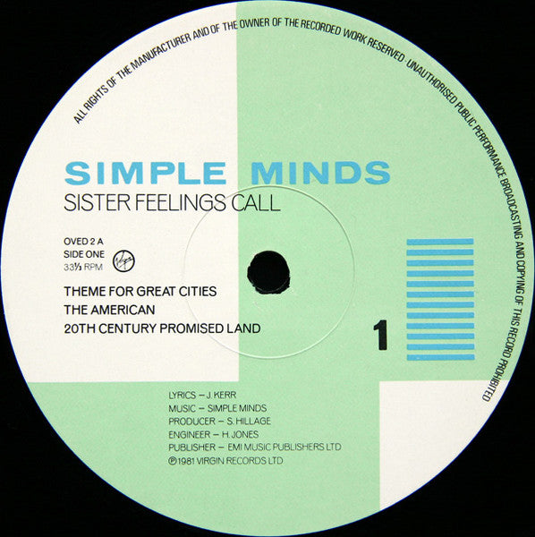 Simple Minds – Sister Feelings Call LP vinyl record, image 3 of 4