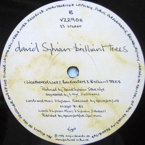 David Sylvian – Brilliant Trees LP vinyl record, image 4 of 7