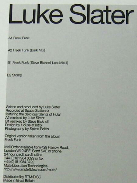 Luke Slater – Freek Funk 12" vinyl record, image 5 of 5