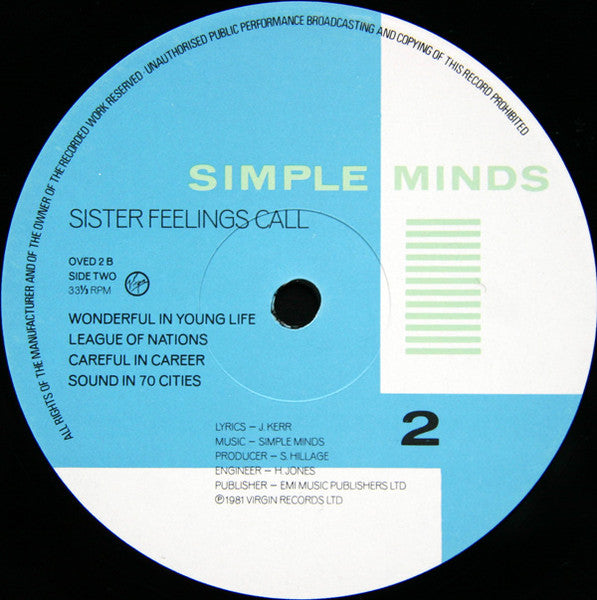 Simple Minds – Sister Feelings Call LP vinyl record, image 4 of 4