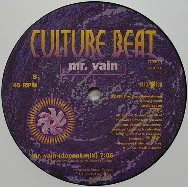 Culture Beat – Mr. Vain 12" vinyl record, image 4 of 4