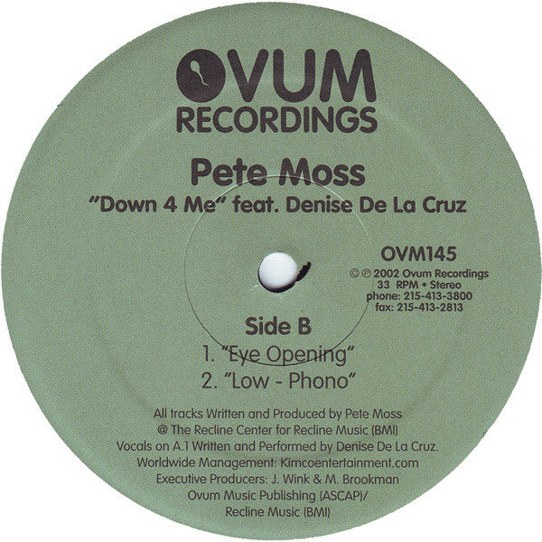 Pete Moss, Denise De La Cruz – Down 4 Me 12" vinyl record, image 2 of 2