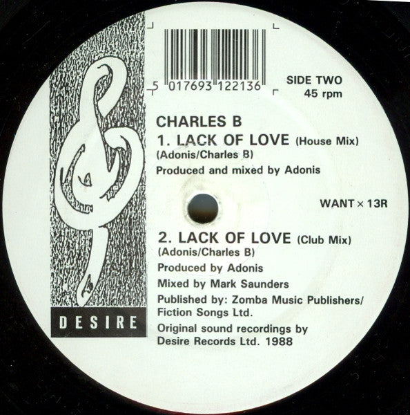 Charles B – Lack Of Love 12" vinyl record, image 2 of 2