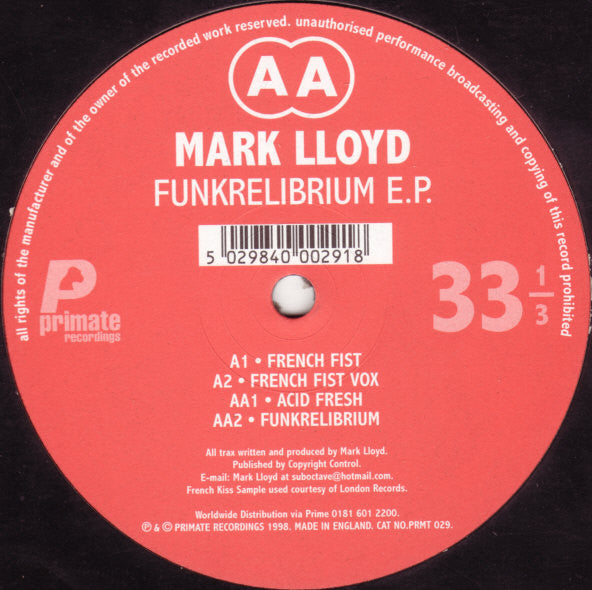 Mark Lloyd – Funkrelibrium E.P. 12" vinyl record, image 1 of 3