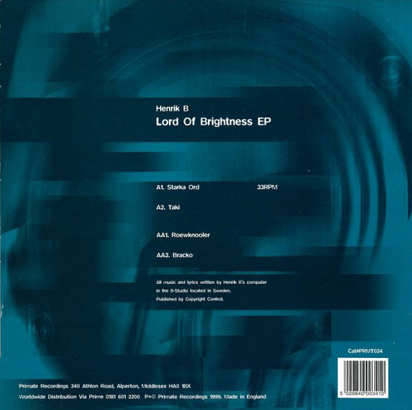 Henrik B – Lord Of Brightness EP 12" vinyl record, image 2 of 4