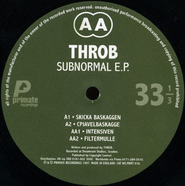 Throb – Subnormal E.P. 12" vinyl record, image 3 of 4