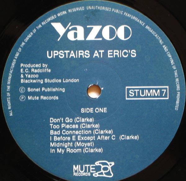 Yazoo – Upstairs At Eric's LP vinyl record, image 5 of 6