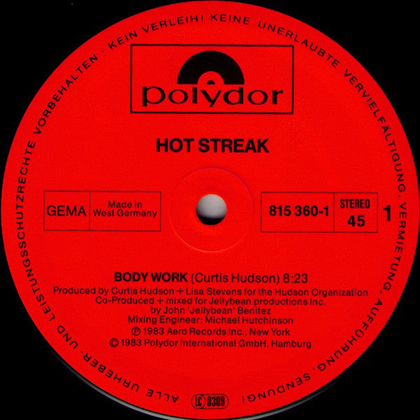 Hot Streak – Body Work 12" vinyl record, image 3 of 5