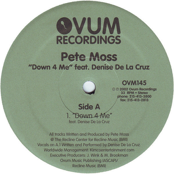 Pete Moss, Denise De La Cruz – Down 4 Me 12" vinyl record, image 1 of 2