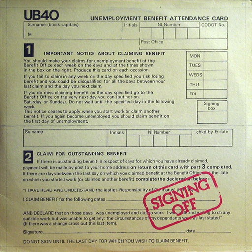 UB40 – Signing Off (LP, Vinyl Record Album)