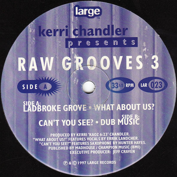 Kerri Chandler – Raw Grooves 3 12" vinyl record, image 1 of 2