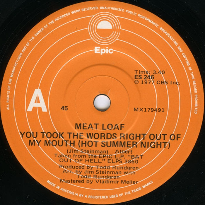 Meat Loaf – You Took The Words Right Out Of My Mouth (LP, Vinyl Record Album)