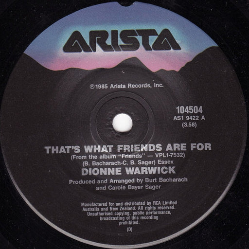 Dionne Warwick – That's What Friends Are For (LP, Vinyl Record Album)
