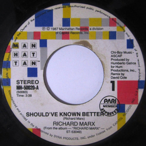 Richard Marx – Should've Known Better (LP, Vinyl Record Album)