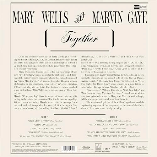 Marvin Gaye, Mary Wells – Together (Mono) LP vinyl record, image 2 of 2