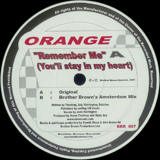 Orange – Remember Me (You'll Stay In My Heart) (LP, Vinyl Record Album)