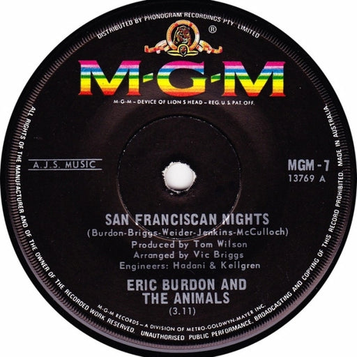 Eric Burdon & The Animals – San Franciscan Nights (LP, Vinyl Record Album)