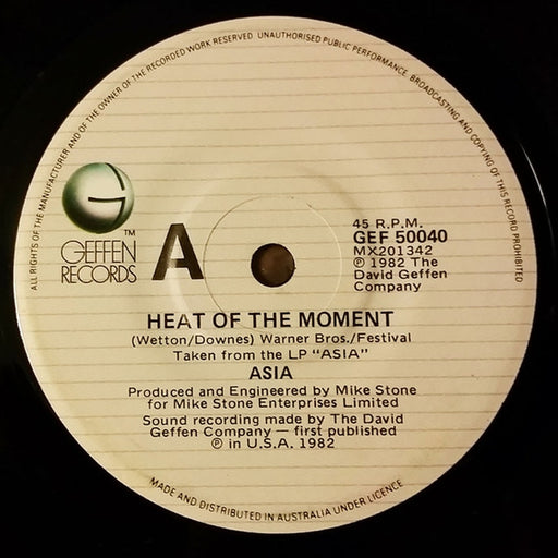 Asia – Heat Of The Moment (LP, Vinyl Record Album)