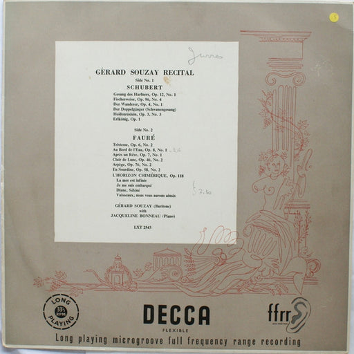 Gérard Souzay, Jacqueline Bonneau, Franz Schubert, Gabriel Fauré – Recital (LP, Vinyl Record Album)
