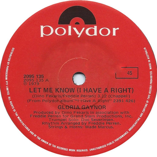 Gloria Gaynor – Let Me Know (I Have A Right) / One Number One (LP, Vinyl Record Album)