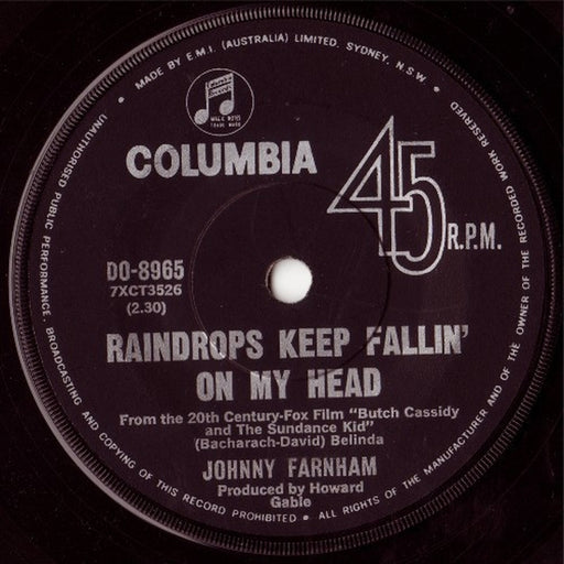 John Farnham – Raindrops Keep Fallin' On My Head (LP, Vinyl Record Album)