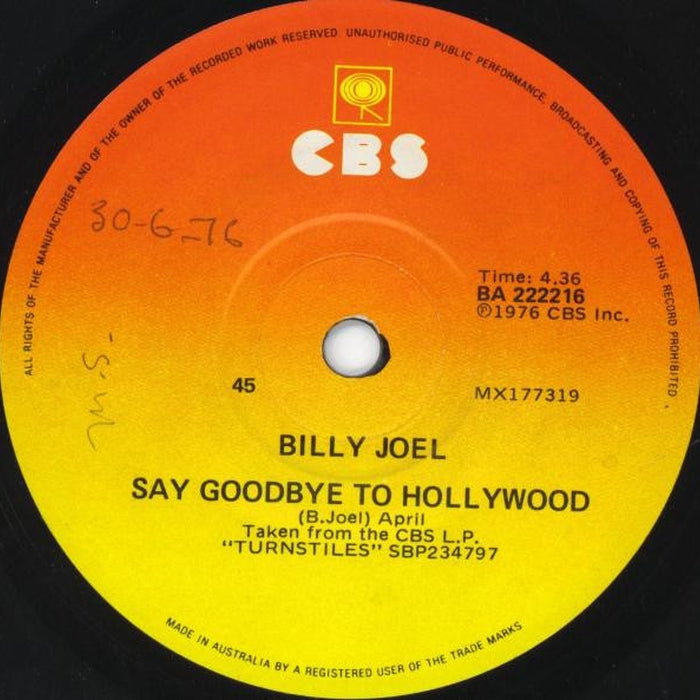 Billy Joel – Say Goodbye To Hollywood (LP, Vinyl Record Album)