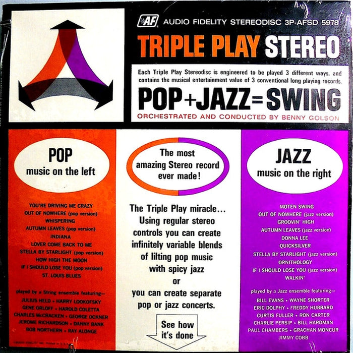 Triple Play Stereo Pop + Jazz = Swing – Benny Golson (LP, Vinyl Record Album)