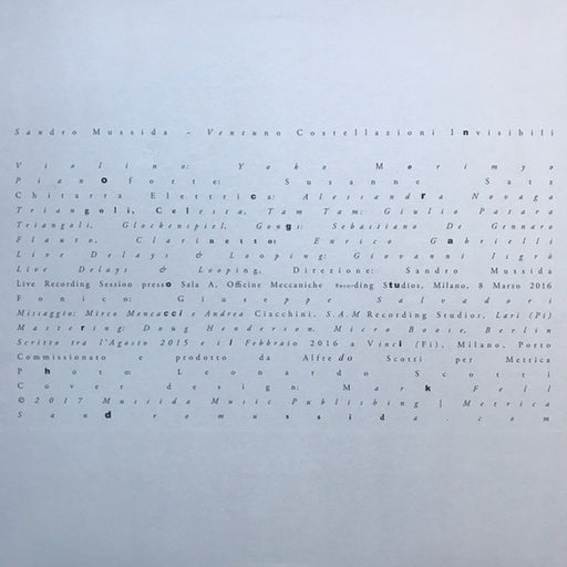 Sandro Mussida – Ventuno Costellazioni Invisibili (LP, Vinyl Record Album)