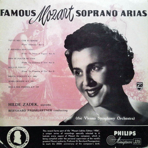 Hilde Zadek, Wolfgang Amadeus Mozart – Famous Mozart Soprano Arias (LP, Vinyl Record Album)