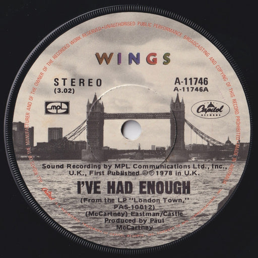 Wings – I've Had Enough (LP, Vinyl Record Album)
