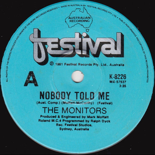 The Monitors – Nobody Told Me (LP, Vinyl Record Album)